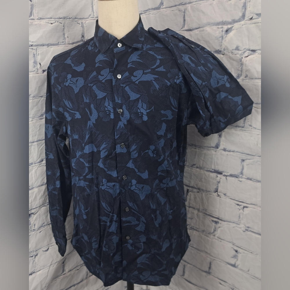 Ted Baker Men's Button Down Shirt Floral Flowers Africa Kenya Blue Size Large - Picture 2 of 12